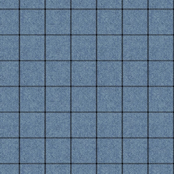 Christmas Fabric, Winter Fabric, A Very Wooly Winter, Wooly Window Denim, Blue Fabric, by Benartex, 10358-52