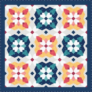 Quilt Pattern, Morning Glory, Floral Quilt Pattern, Triangle Quilt Pattern, by Coras Quilts, CQ1706
