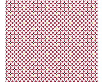Ladybug Fabric, Ladybug Mania, Floral Fabric, Red Fabric, Pink Fabric, Ditzy Print Fabric, by Clothworks, Y3177-1