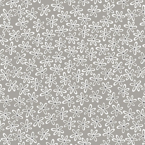 Floral Fabric, Easter fabric, Spring Fabric, Daisy Fabric, Full Bloom, Oops a Daisy Light Gray, Gray Fabric, by Benartex, 10293-08