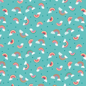 Rainbow Fabric, Unicorn Fabric, DayDream Fabric, Aqua Fabric, Stars Fabric, by Andover, 2278-T