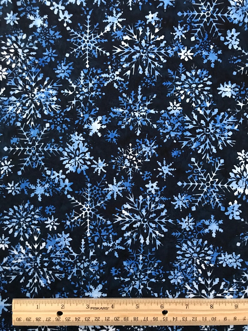 Batik Fabric Blue Batik Christmas Batik Fabric Snowflake - Etsy
