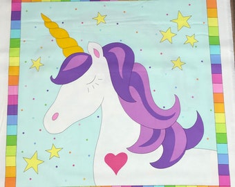 Unicorn Fabric, Unicorn Panel, Believe, Stars Fabric, Rainbow Fabric, Sky Fabric, Shooting Stars Fabric, by Andover, 9902-LB