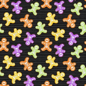 Halloween Fabric, Skeleton Fabric, Glow Ghosts, Glow in the Dark Halloween Fabric, by Henry Glass 9602G-99