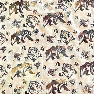 Batik Fabric, Animal Fabric, Bear Fabric, Hand Dyed Batik Fabric, Harvest, Custom Batik, by Hoffman, S2345-116