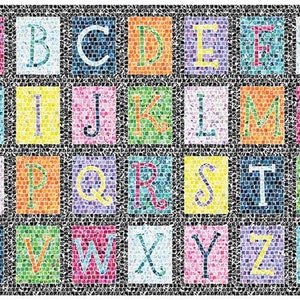 Mosaic Fabric, Mosaic Masterpiece, ABC Fabric, ABC PlayMat Fabric, by Hoffman California, T4961-633