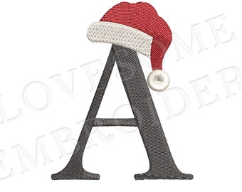 Santas Hat Alphabet 3inch A-Z Machine Embroidery Font Digital Download | Lovesome Design