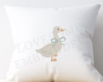 Cute Silly Goose Big 3 Sizes Machine Embroidery Design, Lovely Goose with Bow Multiple Size Embroidery File | Lovesome Design