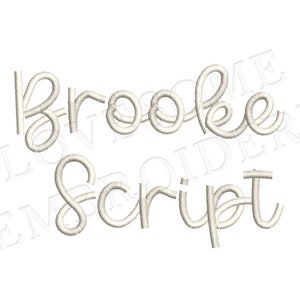 Brooke Script 4 maten satijnsteek lettertype A-Z 0,75 inch - 2 inch cursief stiksel machineborduurlettertype | Lovesome Design