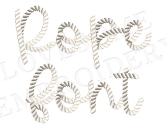 Rope Script Font A-Z 1inch Cursive Rope Stitch Machine Embroidery Font Digital Download | Lovesome Embroidery