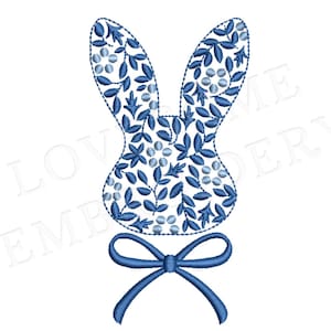 Chinoiserie Bunny Bow 6inch Machine Embroidery Design Digital Download | Lovesome Design