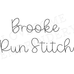 Brooke Script 1.5inch Bean Stitch Schriftart A-Z, Schreibschrift Run Stitch Schriftart, Maschinenstickerei Digital Download | Liebevolle Stickerei