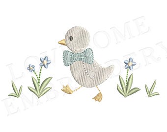 Baby Duck Bow Tie Meadow 3inch 3.5inch 4inch Machine Embroidery Design, Baby Goose Embroidery File Digital Download | Lovesome Design