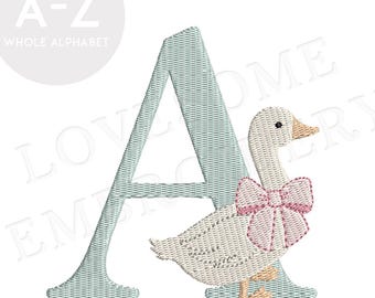 Silly Goose Bow 3inch Baby Birthday Alphabet A-Z Machine Embroidery Font Digital Download | Lovesome Design