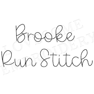 Brooke Script 1 inch Bean Stitch Schriftart A-Z, Schreibschrift Run Stitch Schriftart, Maschinenstickerei Digitaler Download | Liebevolle Stickerei
