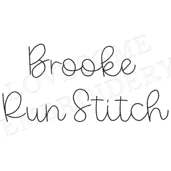 Brooke Script 1inch Bean Stitch Font A-Z, Cursive Run Stitch Font, Machine Embroidery Digital Download | Lovesome Embroidery