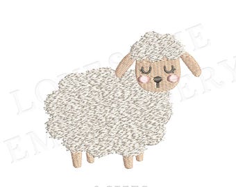 Diseño de bordado a máquina para habitación infantil: Cordero de peluche grande en dos tamaños, adorable archivo de bordado para bebé de corderito en varios tamaños / Diseño encantador