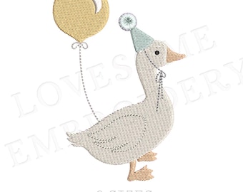 Silly Goose Balloon 2 Sizes 3inch 3.5inch Machine Embroidery Design, Birthday Goose with Balloon Embroidery File | Lovesome Design