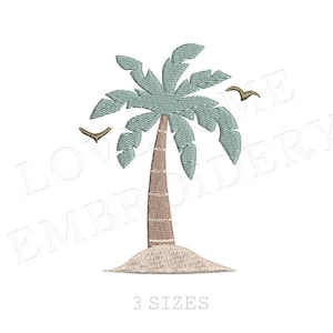 Palm Tree Embroidery Design 3inch 3.5inch 4inch Multisize, Tropical Summer Machine Embroidery Digital File | Lovesome Design