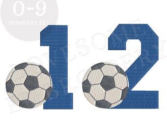 Soccer Ball 4inch College Numbers 0-9 Embroidery Numbers, Sports Varsity Football Machine Embroidery Digital File | Lovesome Design