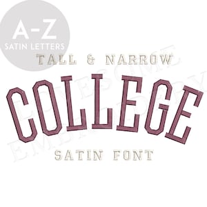 Tall College Satin 3inch Embroidery Font A-Z Machine Satin Stitch Embroidery Sports Letters Embroidery Font | Lovesome Design