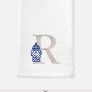 Ginger Jar Monogram 4inch Summer Embroidery Font, Chinoiserie Machine Embroidery Letters Digital File | Lovesome Design