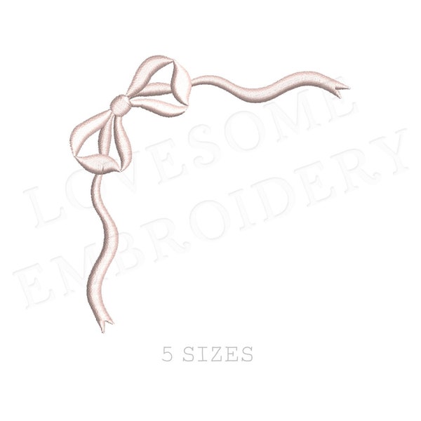 Romance Corner Bow Five Sizes Machine Embroidery Design, Lovely Mini Bows Multiple Size Embroidery Digital File | Lovesome Design