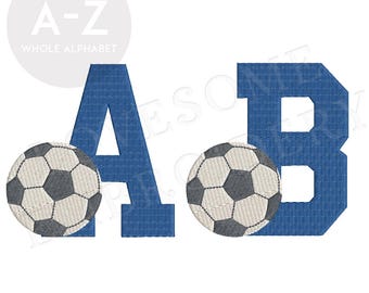 Soccer Ball 4inch College Monogram  A-Z Embroidery Font, Sports Varsity Football Machine Embroidery Digital File | Lovesome Design