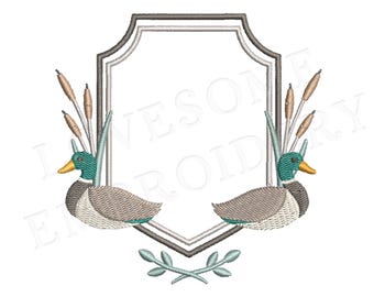Mallard Ducks Crest 4inch Machine Embroidery Design, Baby Crest Family Crest Embroidery File | Lovesome Design