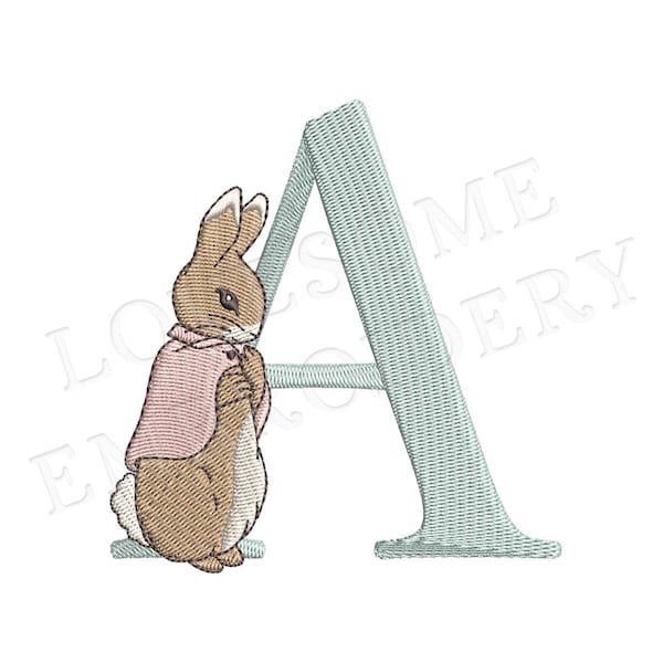 Cottontail Rabbit 4inch Alphabet A-Z Machine Embroidery Font Digital Download | Lovesome Design