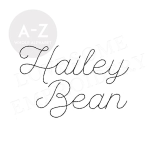 Hailey Script 0.5inch Bean Stitch Font A-Z, Cursive Run Stitch Font, Machine Embroidery Digital Download | Lovesome Design