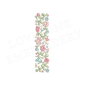 NOVA Carta Floral I 8 polegadas A-Z Design de bordado à máquina Letras de flores delicadas em cores de primavera Download digital | Design adorável