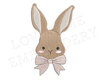 Lapin avec motif de broderie Machine noeud 4 pouces en téléchargement numérique | Belle broderie