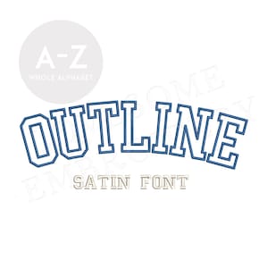 College Outline 3.5inch Satin Font A-Z Machine Embroidery Sports Letters, Satin Stitch Embroidery Font Digital Download | Lovesome Design