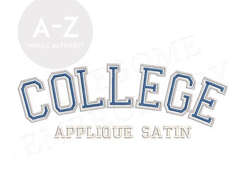 College Applique Satin 4inch Font A-Z Machine Embroidery Sports Letters, Applique Varsity Embroidery Font | Lovesome Design