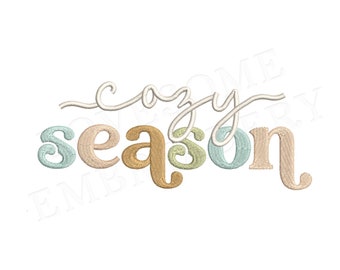 Cozy Season 6x10 Machine Embroidery Design, Retro Style Funky Autumn Colorful Fall Tshirt Embroidery File | Lovesome Design