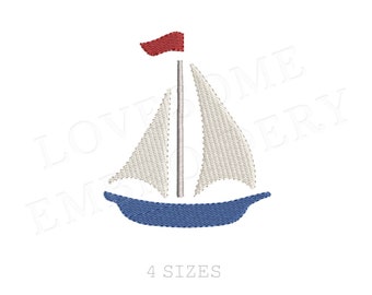 Mini motif de broderie de bateau à voile, fichier numérique de broderie machine nautique | Beau design