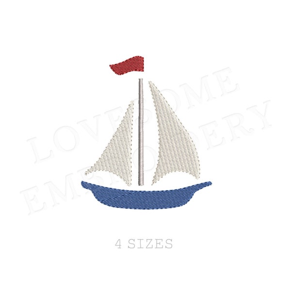 Sail Boat Mini Embroidery Design Multisize, Nautical Machine Embroidery Digital File | Lovesome Design