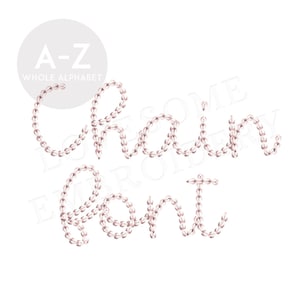 Chain Script Font A-Z 3inch Cursive Chain Stitch Machine Embroidery Font Digital Download | Lovesome Embroidery