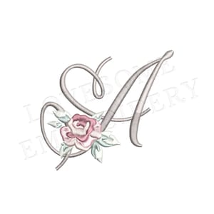 Bridal Vintage Rose Script 4inch A-Z Máquina de bordado Fuente Elegante Flor Alfabeto BX Archivos de bordado Descarga digital / Diseño encantador
