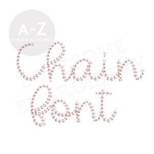 Chain Script Font A-Z 2inch Cursive Chain Stitch Machine Embroidery Font Digital Download | Lovesome Embroidery