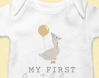 Silly Goose Balloon 2 Sizes 4inch 5inch Machine Embroidery Design, Birthday Goose with Balloon Embroidery File | Lovesome Design