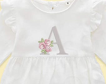Dainty Roses Monogram 3inch A-Z Machine Embroidery Font Elegant Flower Alphabet BX Embroidery Files Digital Download | Lovesome Design