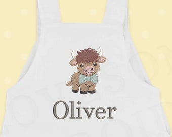 Bow Tie Highland Cow 2 Sizes Machine Embroidery Design, Cute Little Cow Baby Boy Embroidery File | Lovesome Design