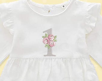 Dainty Roses Numbers 3inch 0-9 Machine Embroidery Birthday Numbers Digital Download | Lovesome Design