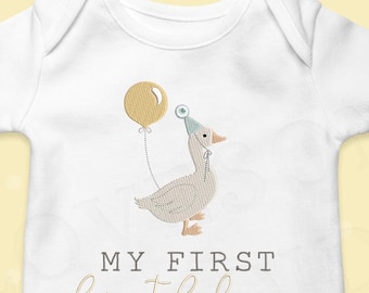 Silly Goose Balloon 2 Sizes 4inch 5inch Machine Embroidery Design, Birthday Goose with Balloon Embroidery File | Lovesome Design