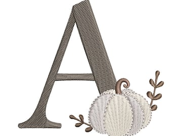 White Pumpkin Alphabet 3.5inch A-Z Machine Embroidery Font Digital Download | Lovesome Design