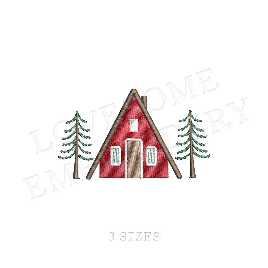 Aframe Cabin Big Multisize Embroidery Design in Three Sizes, Log Cabin