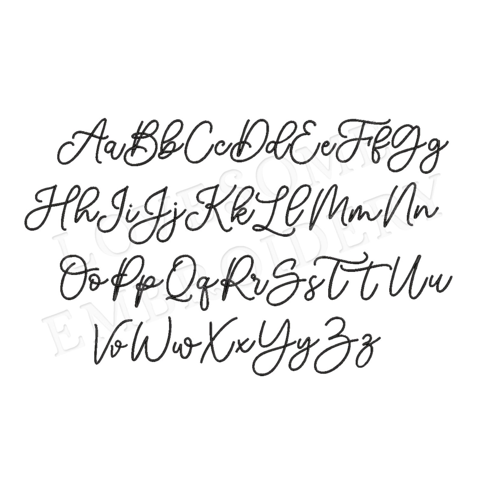 Gather Script Font A-Z 1inch Machine Embroidery Font Digital Download ...