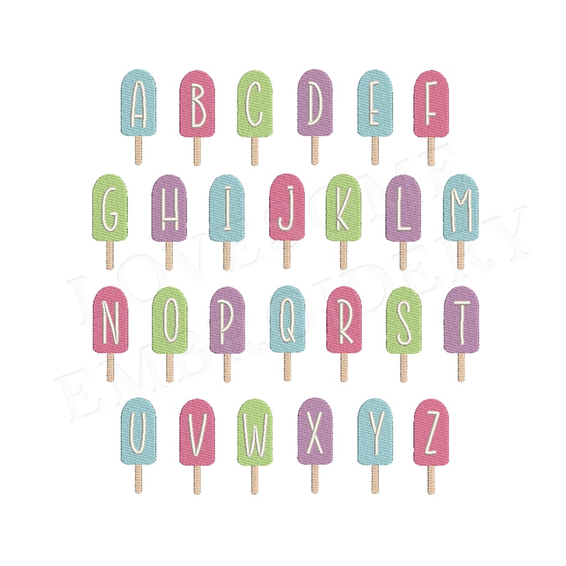 Popsicle Monogram 4inch BX Font A-Z Machine Embroidery Font Digital ...